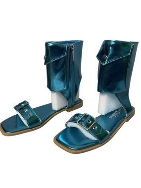 Cape Robbin Metallic Teal Ankle Cuff Sandals n US 6 size 37 NEW